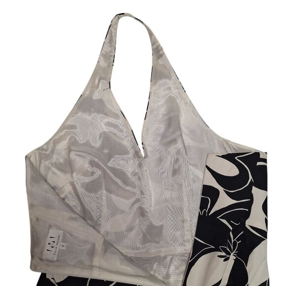 Vintage David Meister Dress Halter Womens 8 Gown Black White Zip Back USA Made - Picture 10 of 11